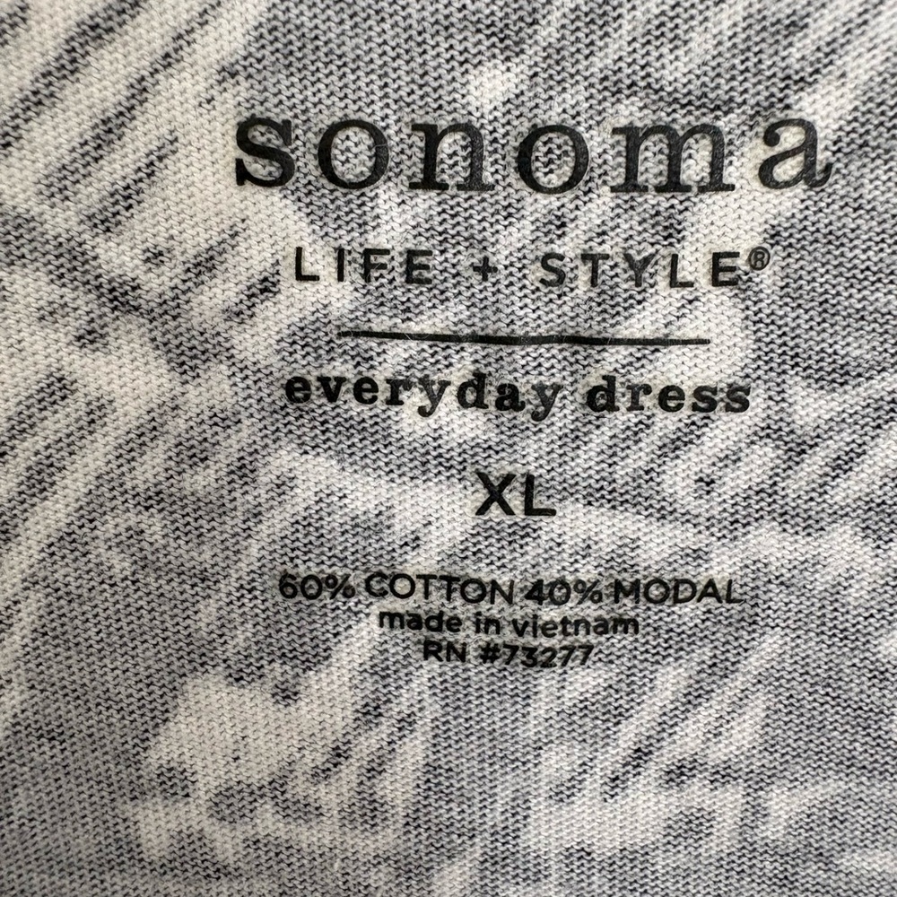 Sonoma XL Black White Floral Sundress l Sleeveless Empire Waist Casual Summer - Picture 4 of 4